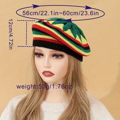 Women's Block Knitted Beret Warm Beanie Painter Cap