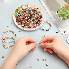 1000Pcs 4 7mm Colorful Acrylic Golden Letter Beads With Elastic String