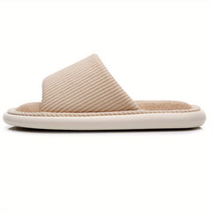 Women's Open Toe Linen Slippers Soft Sole Slip On Shoes
