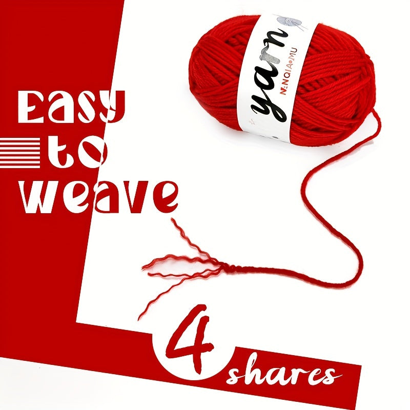 Soft 4-strand 50g Yarn for Crochet & Knitting Projects - Primary Colors