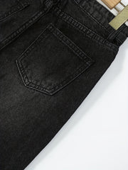 Girls' Ripped Straight Leg Retro Jeans Solid Fit Denim Pants