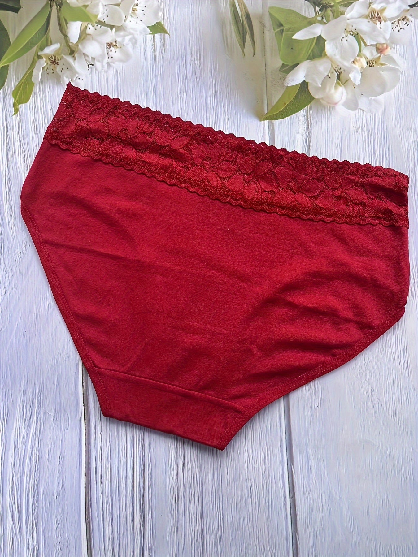 3pcs Lace Briefs Comfy & Stretchy Panties Women's Lingerie