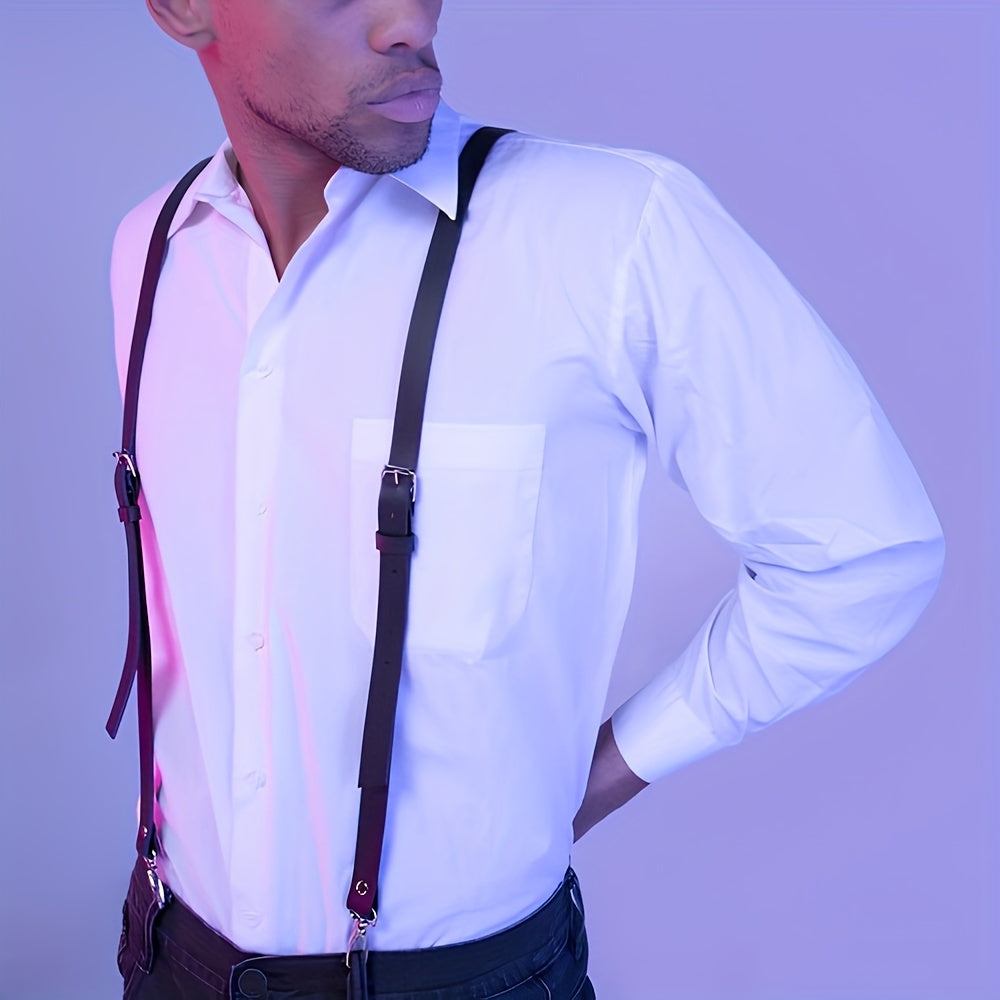 Men's Shoulder Strap Harness Retro Suit Suspender Pants