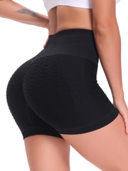 High Waist Honeycomb Solid Sports Shorts Women's Activewear