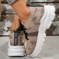 Women's Geometric Pattern Knit Athletic Running Shoes