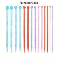 14pcs 4mm 10mm Single Pointed Knitting Needles Set Long Straight