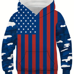 3D Flag Graphic Hoodie Unisex Novelty Kangaroo Pocket Pullover Sweatshirt