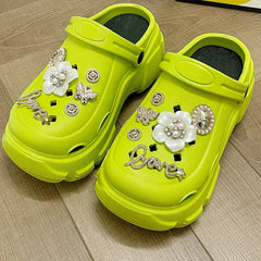 Women's Platform Clogs With Charms Outdoor Beach Garden Shoes
