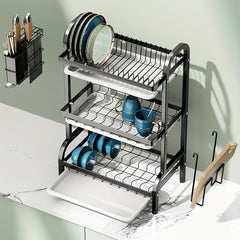 3-Tier Dish Drying Rack with Seasoning Rack - Countertop Stackable Kitchen Organ