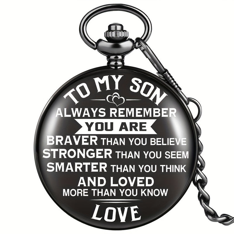 To My Son Quartz Pocket Watch With Thick Chain