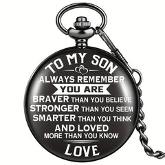 To My Son Quartz Pocket Watch With Thick Chain