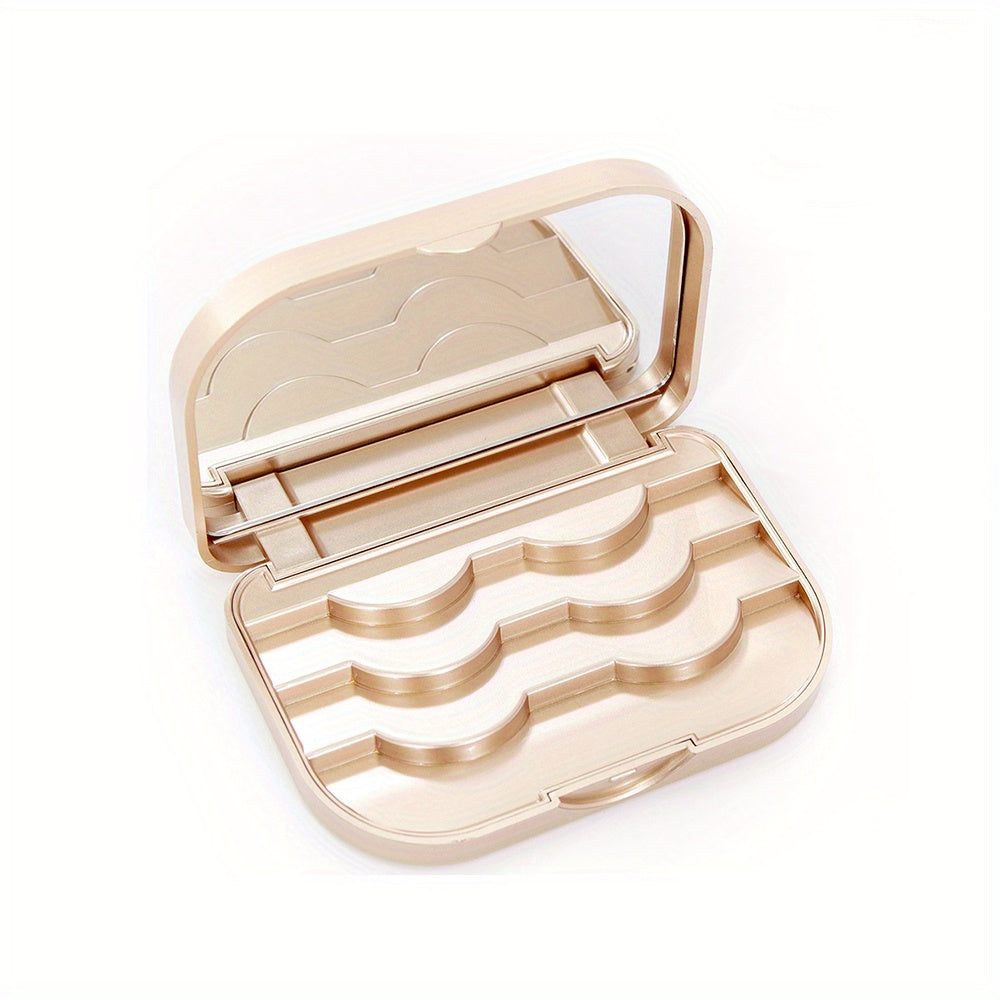 Golden Eyelash Storage Case with Mirror, Travel Makeup Organizer