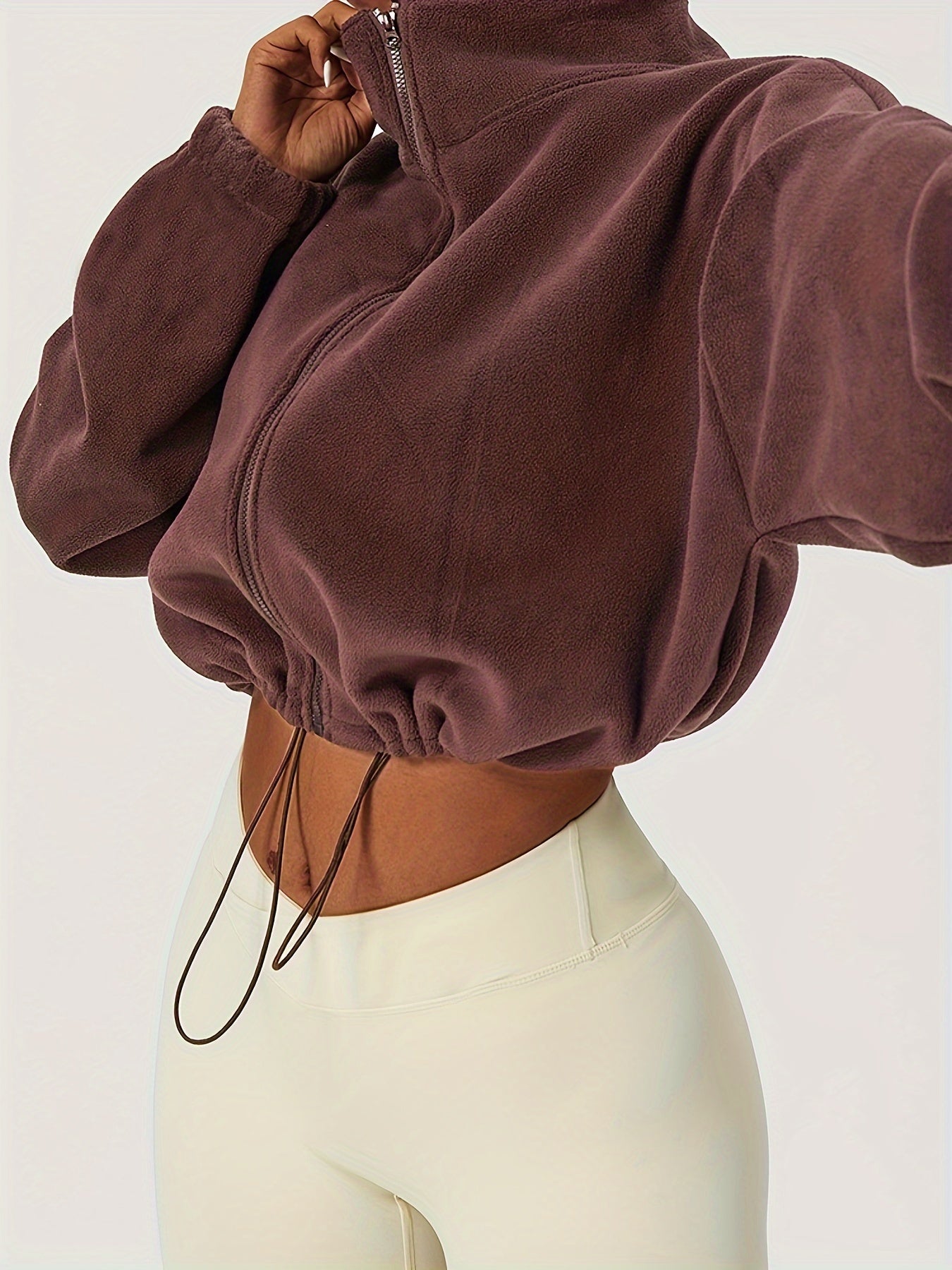 Fleece Warm Zipper Jacket Stand Collar Casual Sports Jacket