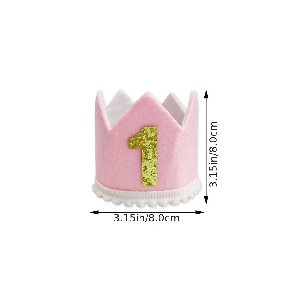 Baby 1st Birthday Crown First Birthday Hat Pink Baby 1st Birthday Party Supplies