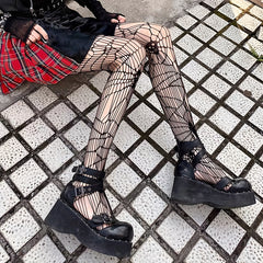 Skull Fishnet Tights Halloween High Waist Mesh Pantyhose