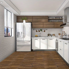 5pcs Wood Grain Adhesive Floor Tiles Stickers PVC Waterproof Peel And Stick Tile