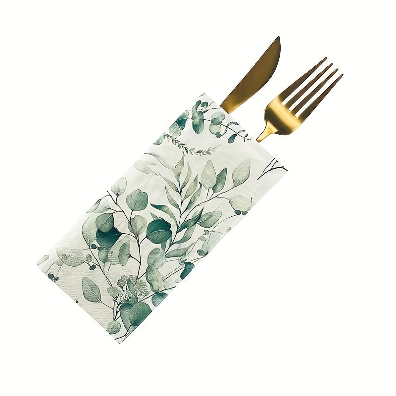 20 Eucalyptus Leaves Paper Napkins Soft 2 Ply Boho Wedding Cocktail Beverage