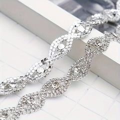 1 Yard Rhinestone Trim Chain Applique Sewing DIY Decoration