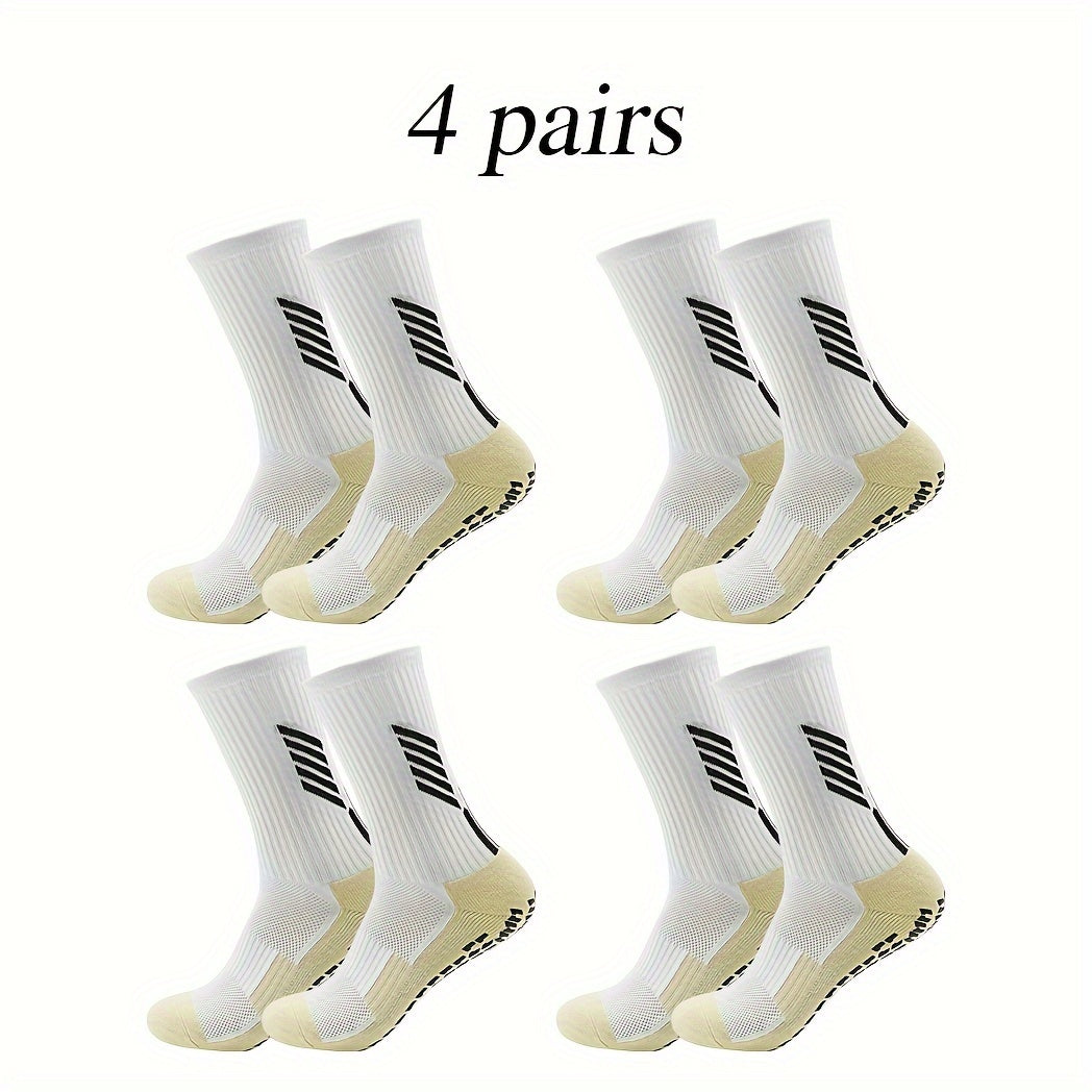 4pairs Breathable Non Slip Soccer Socks Crew Socks