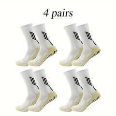 4pairs Breathable Non Slip Soccer Socks Crew Socks