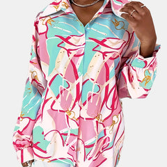 Colorblock Chain Print Blouse