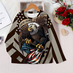 3D Eagle Print Kid's Pullover Long Sleeve Top