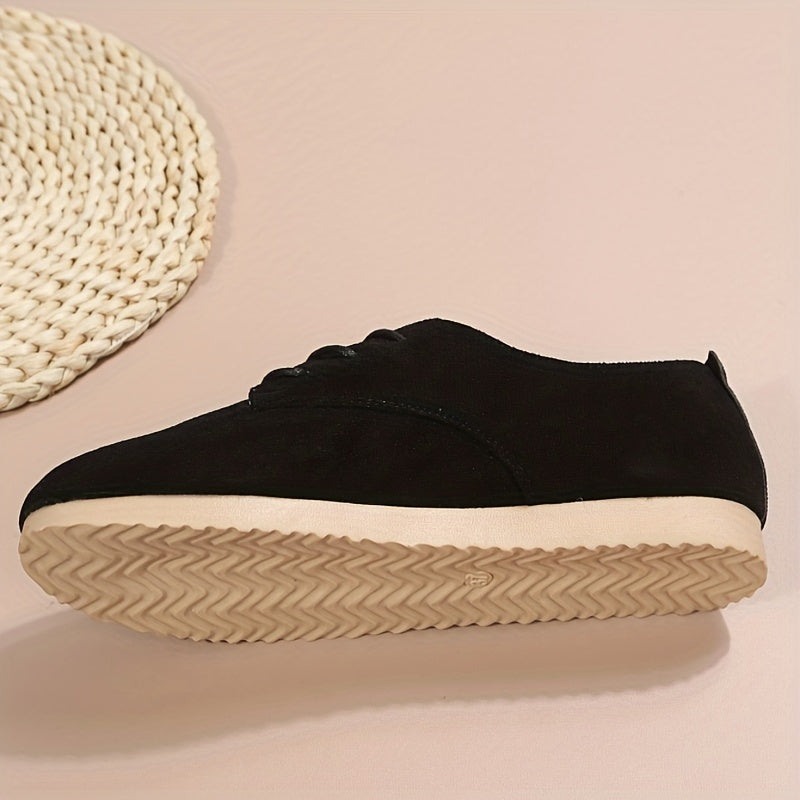 Women's Solid Flat Lace Up Low Round Toe Non slip Casual Outdoor Shoes