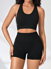 Yoga Workout Set Sports Bra & High Waist Shorts