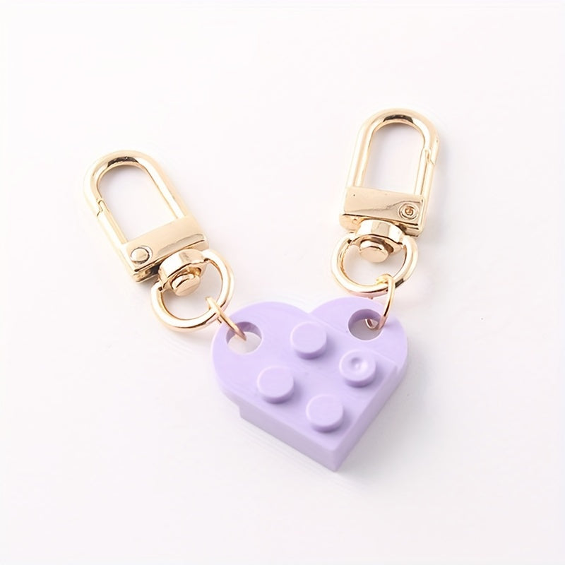 Love Heart Brick Keychains For Couples Creative Key Chain Bag Pendant