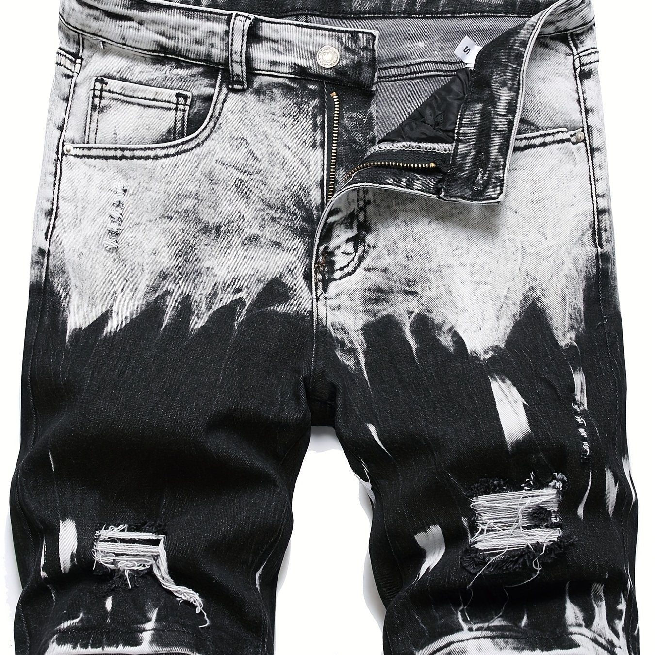 Men's Casual Street Style Ripped Denim Shorts Medium Stretch Distressed