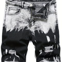 Men's Casual Street Style Ripped Denim Shorts Medium Stretch Distressed