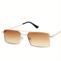 Y2K Rectangle Sunglasses Retro Punk Metal UV400 Sun Shades
