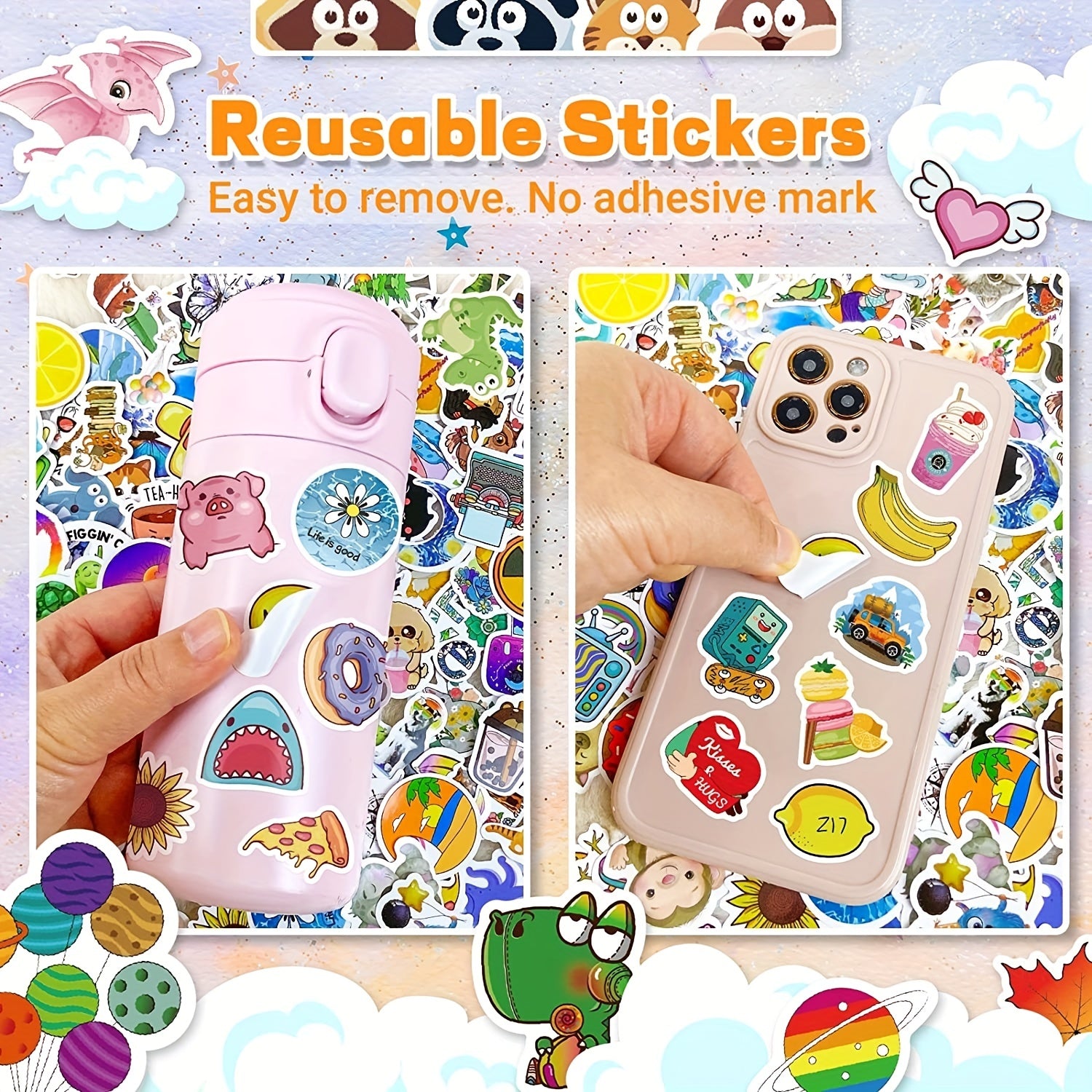 600pcs Cartoon Stickers Waterproof Vinyl Decals - Gift for Adults