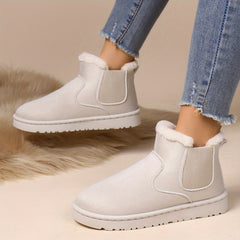 Women's Slip On Snow Boots High Round Toe Non slip Warm Fluffy Winter Shoes