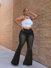 Fringe Trim Flared Leg Jeans