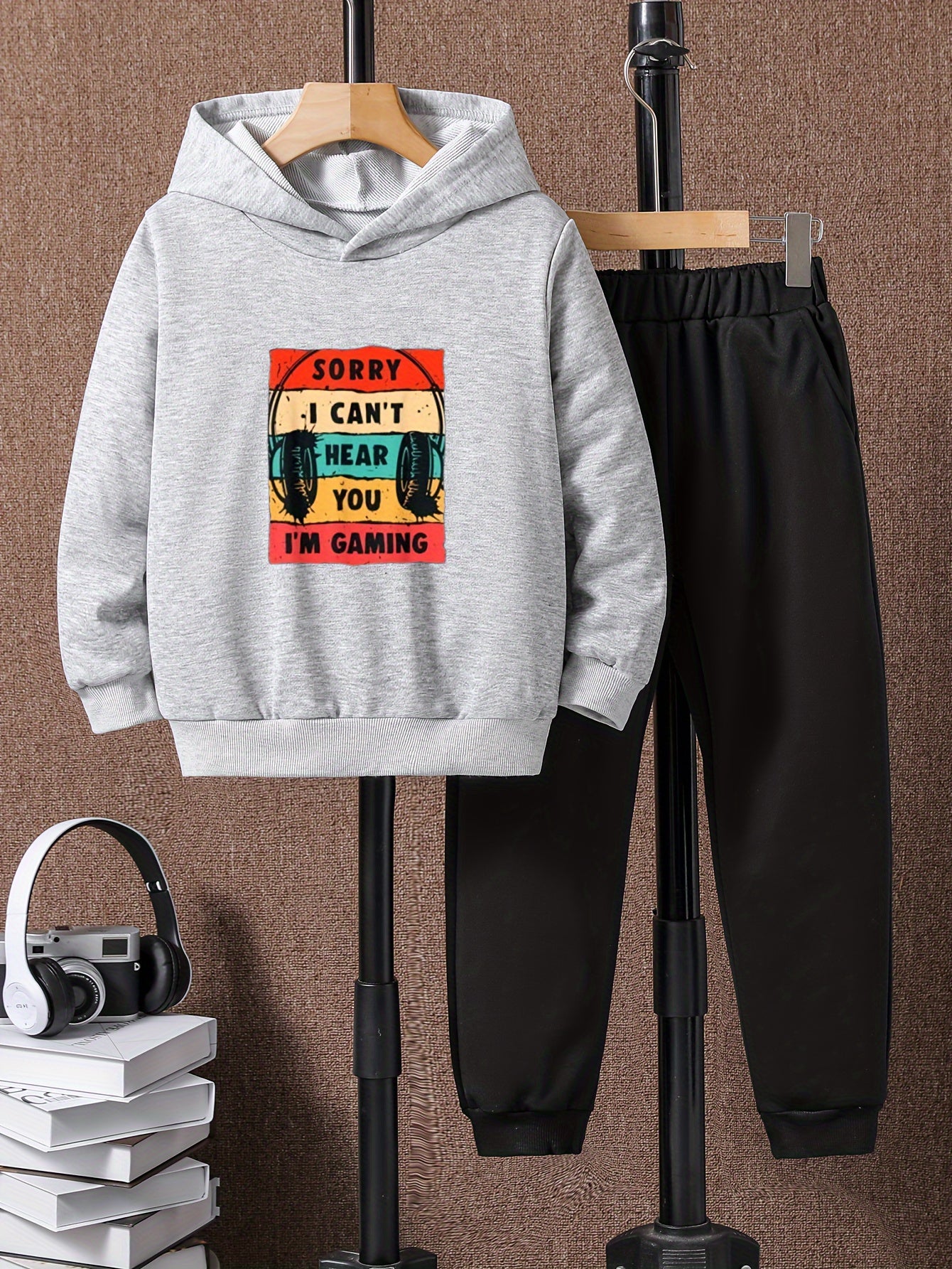 Boys Kids Casual Long Sleeve Hooded Sweatshirt & Sweatpants Set