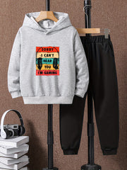 Boys Kids Casual Long Sleeve Hooded Sweatshirt & Sweatpants Set