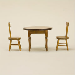 3pcs Wooden Furniture Set Dollhouse Table and Chairs DIY Photography Props