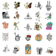 50pcs Skeleton Waterproof Stickers for Laptops Water Bottles