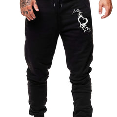 Heart Print Men's Drawstring Sweatpants Loose Casual Jogger Pants
