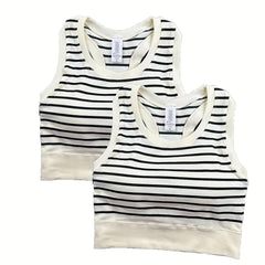 2pcs Striped Sports Tank Top Women's Summer Tops