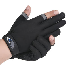 1pair Fishing Gloves Anti slip Breathable Mitten 2 finger Cut Unisex Gloves