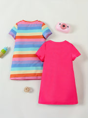 Toddler Girls Cat Graphic Cotton T-Shirt Dress Set