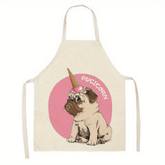 Cartoon Dog Print Apron for Cooking Adventures 25.98x21.65 Inches