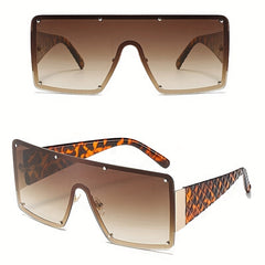Oversized Sunglasses Rivet Decor Gradient UV400