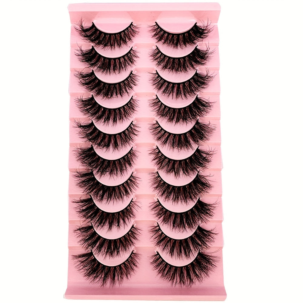 10 Pairs 3D Mink Natural False Lashes Soft Cross Wispy Eyelash Extension