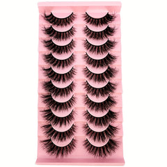 10 Pairs 3D Mink Natural False Lashes Soft Cross Wispy Eyelash Extension