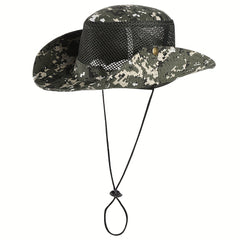 Camouflage Mesh Bucket Hat Wide Brim UV Protection Sun Hat