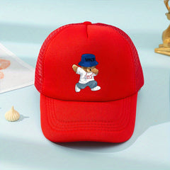 Mesh Bear Print Baseball Cap Sunshade Peaked Cap for Kids