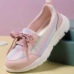 Women's Mesh Lace Up Slip on Walking Shoes Casual Flats